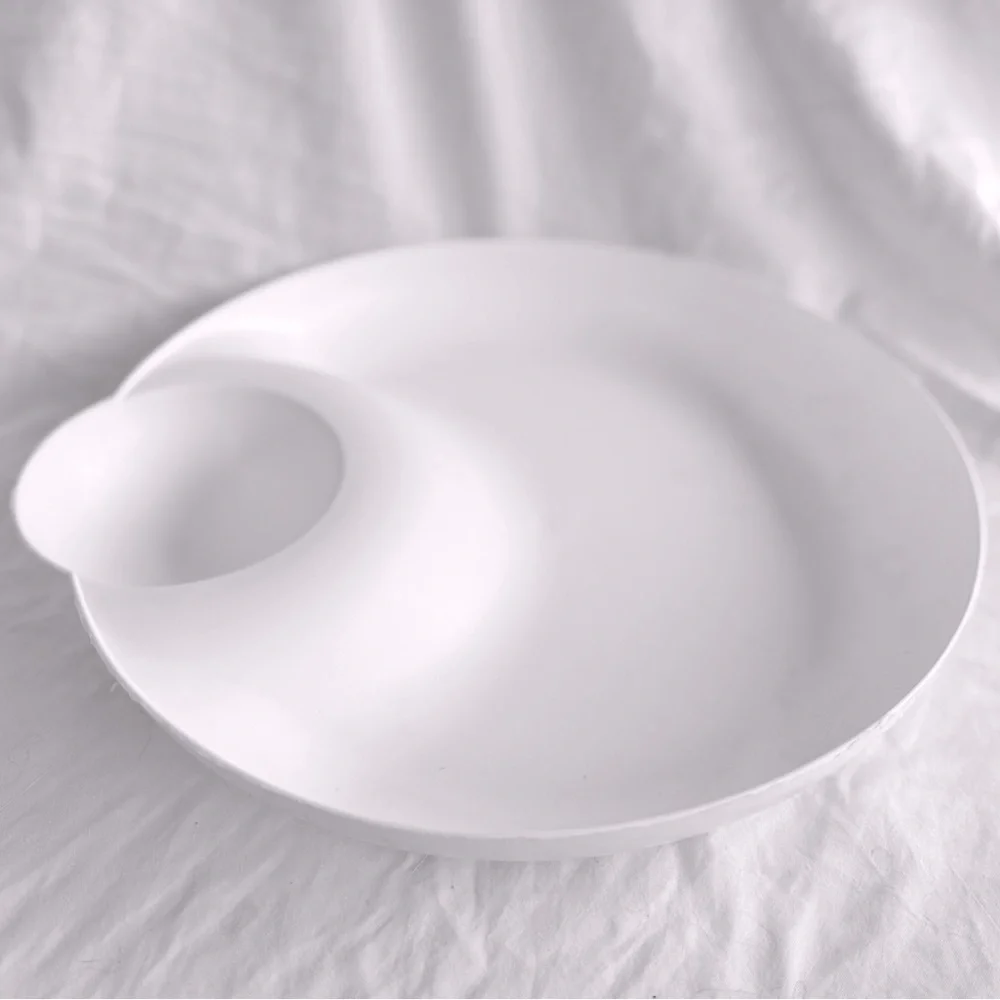IKEA 12” White Plastic Round Chips & Dip Serving Plate Platter Dish